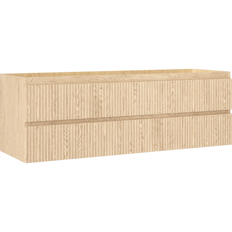 Mexen Rivel 140 cm Bathroom Cabinet Under Sink, 2 Drawers, Fluted, Oak - 91A20-14047-2-BFF81