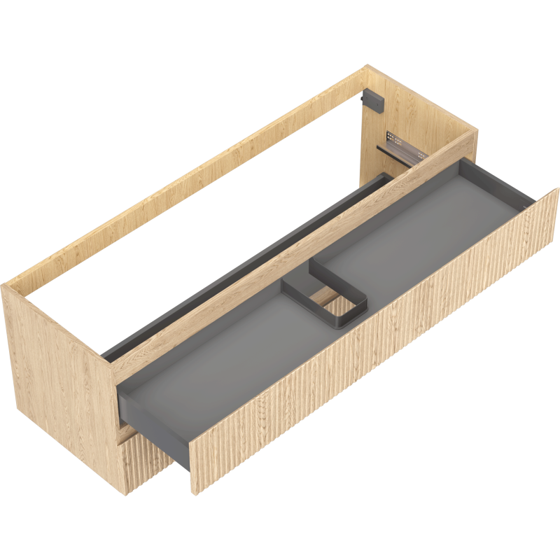 Mexen Rivel 140 cm Bathroom Cabinet Under Sink, 2 Drawers, Fluted, Oak - 91A20-14047-2-BFF81