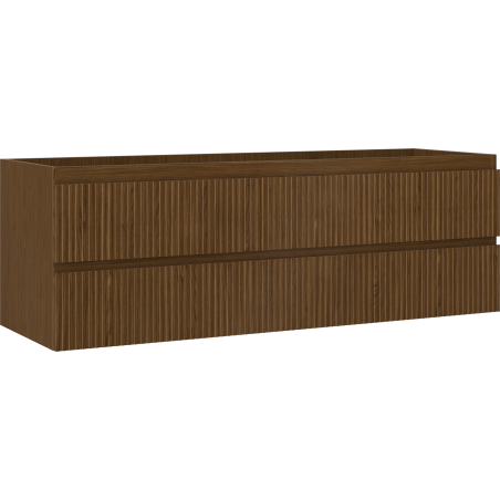 Mexen Rivel bathroom cabinet under sink 140 cm, 2 drawers, fluted, walnut - 91A20-14047-2-BFF86
