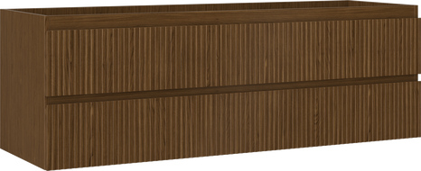 Mexen Rivel bathroom cabinet under sink 140 cm, 2 drawers, fluted, walnut - 91A20-14047-2-BFF86