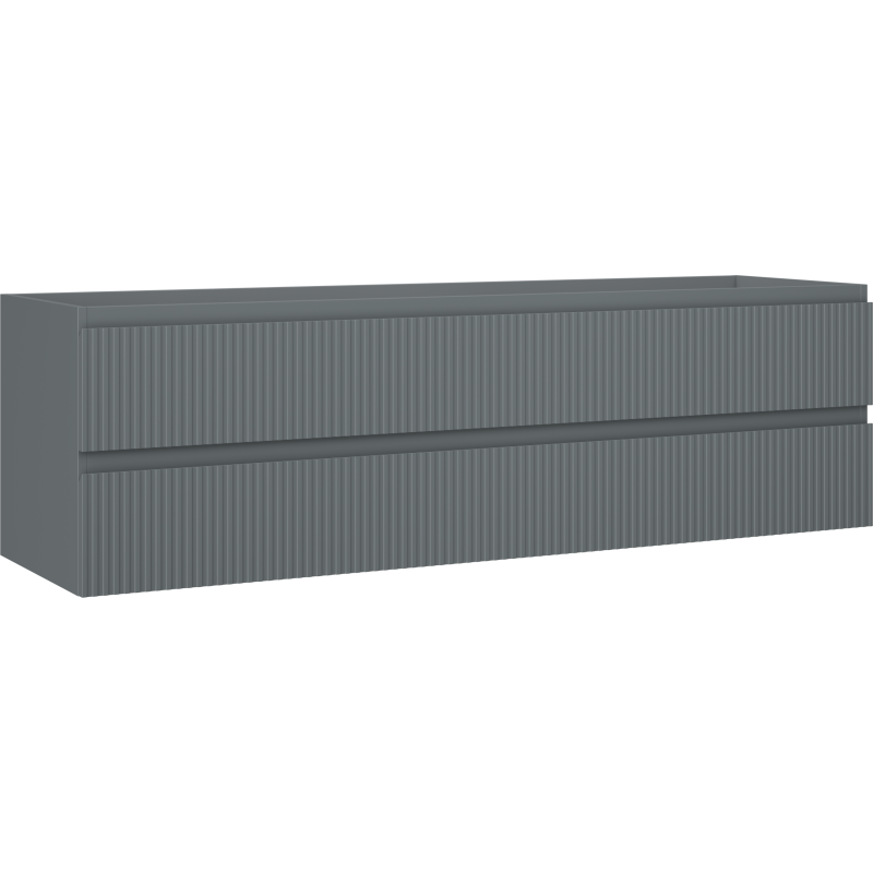 Mexen Rivel 160 cm Bathroom Cabinet Under Sink, 2 Drawers, Grooved, Matte Graphite - 91A20-16047-2-BFF66