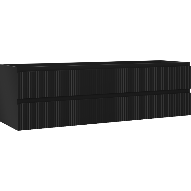 Mexen Rivel bathroom cabinet under sink 160 cm, 2 drawers, ribbed, matte black - 91A20-16047-2-BFF71