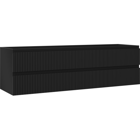 Mexen Rivel bathroom cabinet under sink 160 cm, 2 drawers, ribbed, matte black - 91A20-16047-2-BFF71