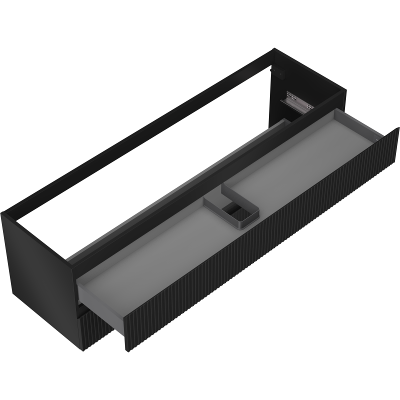 Mexen Rivel bathroom cabinet under the sink 160 cm, 2 drawers, grooved, matte black - 91A20-16047-2-BFF71