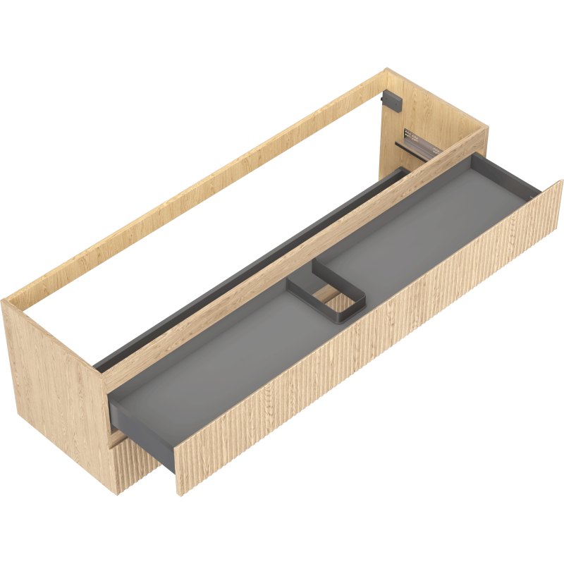 Mexen Rivel Bathroom Cabinet 160 cm, 2 Drawers, Ribbed, Oak - 91A20-16047-2-BFF81