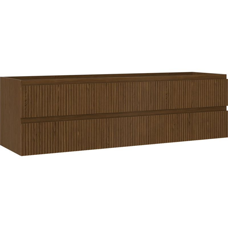 Mexen Rivel bathroom cabinet for wash basin 160 cm, 2 drawers, grooved, walnut - 91A20-16047-2-BFF86