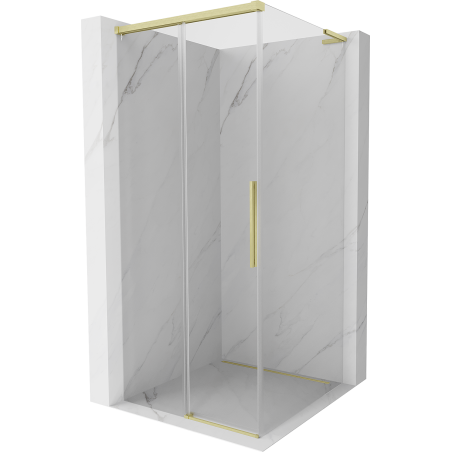 Mexen Rox L sliding shower enclosure 90 x 90 cm, transparent, brushed gold - 8C2L-090-090-55-00