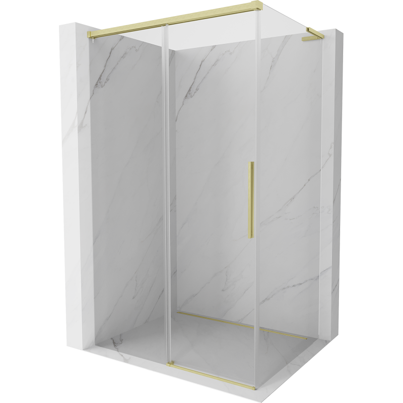 Mexen Rox L sliding shower enclosure 95 x 110 cm, transparent, brushed gold - 8C2L-095-110-55-00