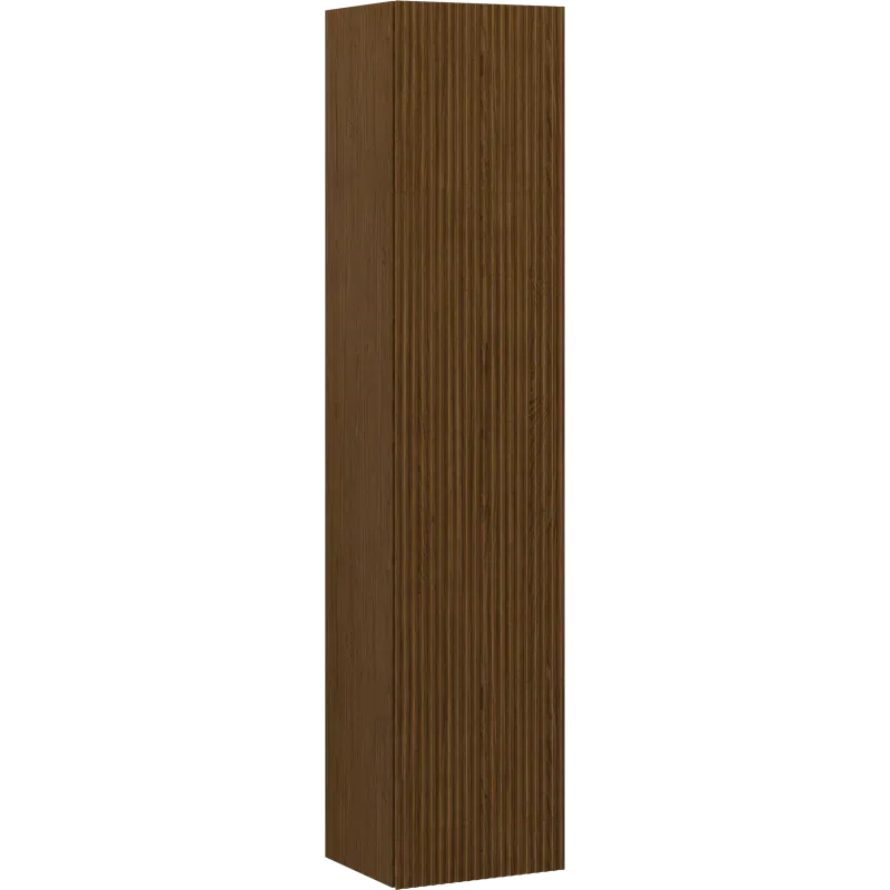 Mexen Rivel bathroom column 35 cm, 1 door, grooved, walnut - 91A21-03016-1-BF86