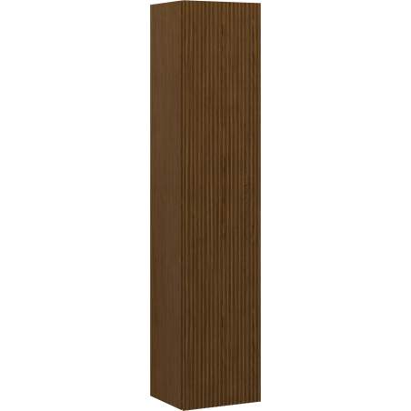 Mexen Rivel bathroom column 35 cm, 1 door, grooved, walnut - 91A21-03016-1-BF86