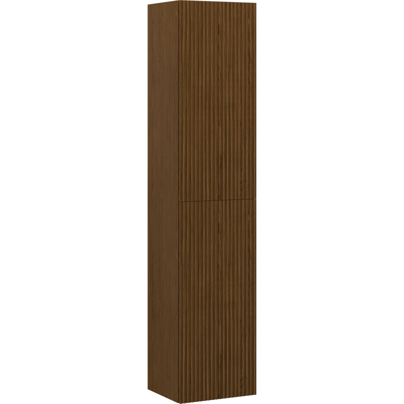 Mexen Rivel bathroom column 35 cm, 2 doors, grooved, walnut - 91A21-03016-2-BF86