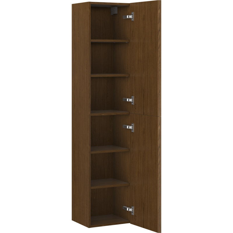 Mexen Rivel bathroom column 35 cm, 2 doors, grooved, walnut - 91A21-03016-2-BF86