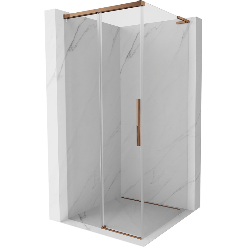 Mexen Rox L sliding shower enclosure 95 x 95 cm, transparent, rose gold - 8C2L-095-095-60-00