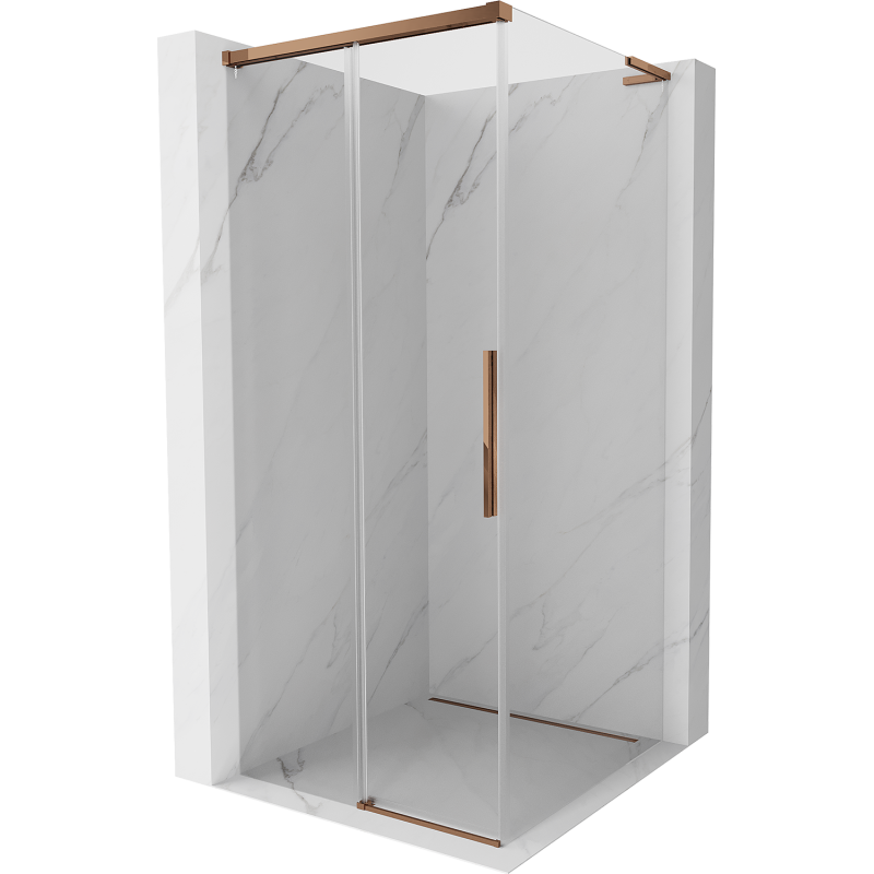 Mexen Rox L sliding shower enclosure 110 x 110 cm, transparent, rose gold - 8C2L-110-110-60-00