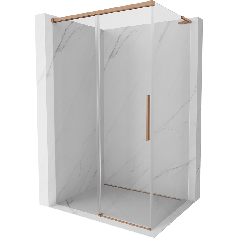 Mexen Rox L sliding shower enclosure 95 x 75 cm, transparent, brushed copper - 8C2L-095-075-65-00