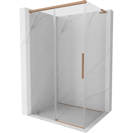 Mexen Rox L sliding shower enclosure 95 x 75 cm, transparent, brushed copper - 8C2L-095-075-65-00