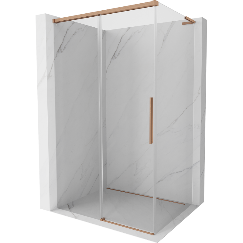Mexen Rox L sliding shower enclosure 110 x 75 cm, transparent, brushed copper - 8C2L-110-075-65-00