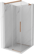 Mexen Rox L sliding shower enclosure 120 x 120 cm, transparent, brushed copper - 8C2L-120-120-65-00