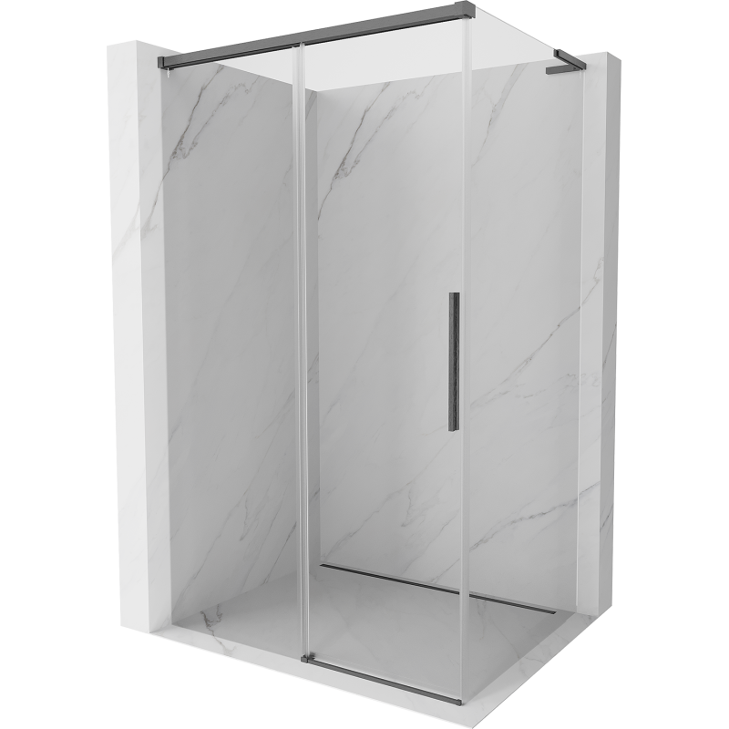 Mexen Rox L sliding shower cabin 90 x 70 cm, transparent, brushed gun gray - 8C2L-090-070-66-00