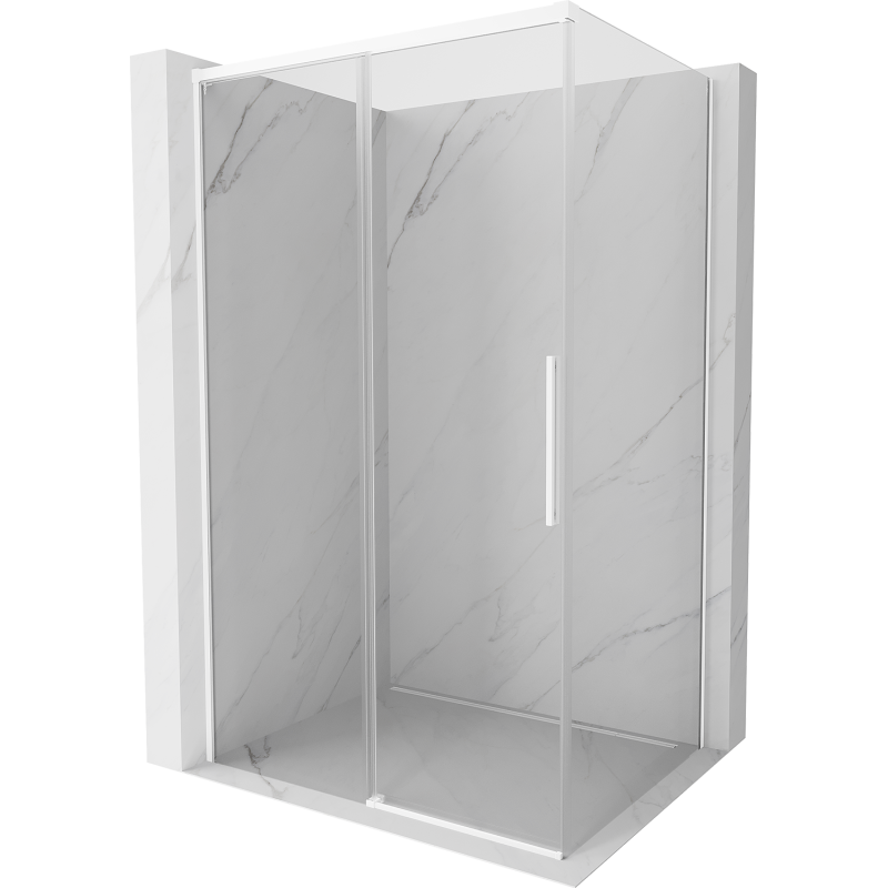 Mexen Rox sliding shower cabin 140 x 120 cm, transparent, white - 8C2-140-120-20-00
