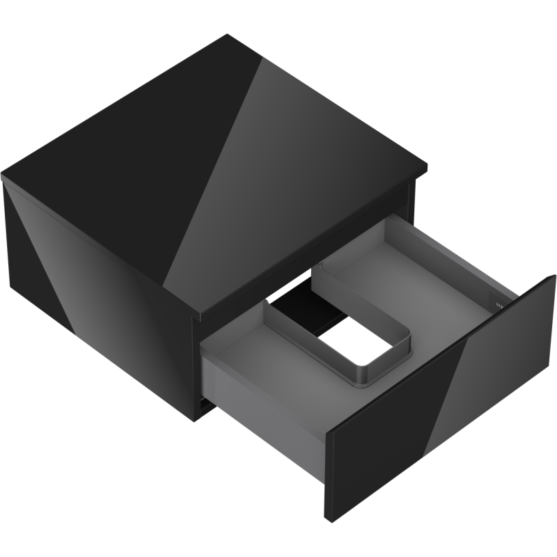 Mexen Orio bathroom cabinet under sink 50 cm with countertop, 1 drawer, black gloss - 91A10-05023-1-BFC70