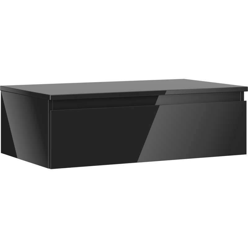 Mexen Orio bathroom cabinet under-sink 80 cm with countertop, 1 drawer, black gloss - 91A10-08023-1-BFC70
