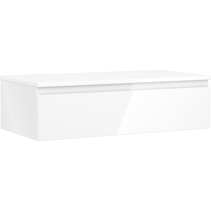 Mexen Orio bathroom cabinet under sink 90 cm with countertop, 1 drawer, white gloss - 91A10-09023-1-BFC00