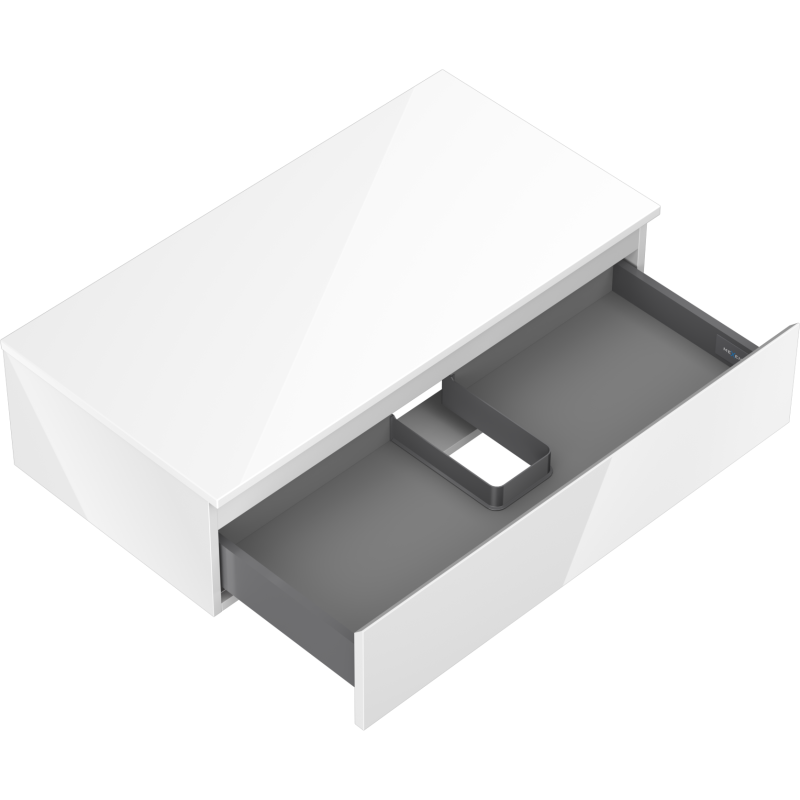 Mexen Orio 90 cm Under-Sink Bathroom Cabinet with Countertop, 1 Drawer, Glossy White - 91A10-09023-1-BFC00