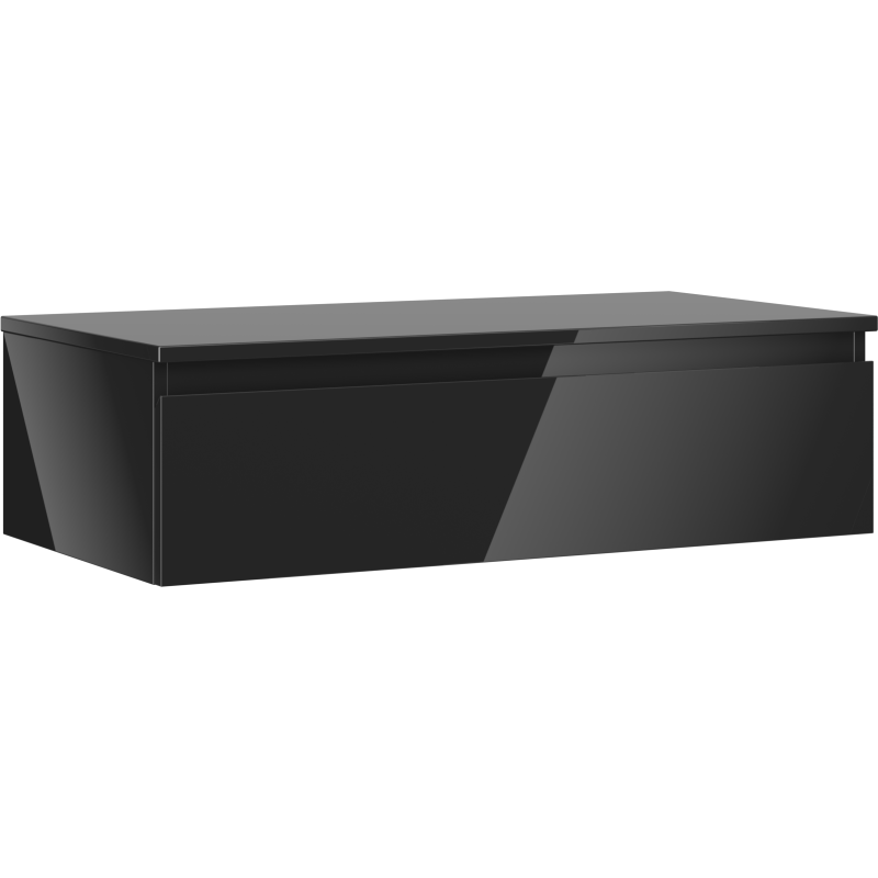 Mexen Orio bathroom cabinet 90 cm with countertop, 1 drawer, black gloss - 91A10-09023-1-BFC70