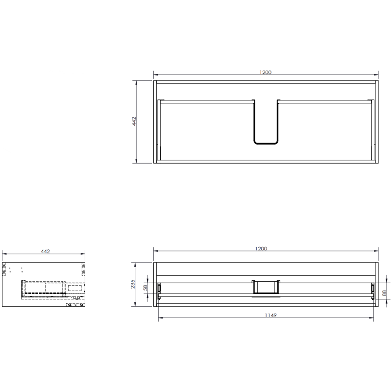 Mexen Orio 120 cm bathroom cabinet with countertop, 1 drawer, white matte - 91A10-12023-1-BFC01