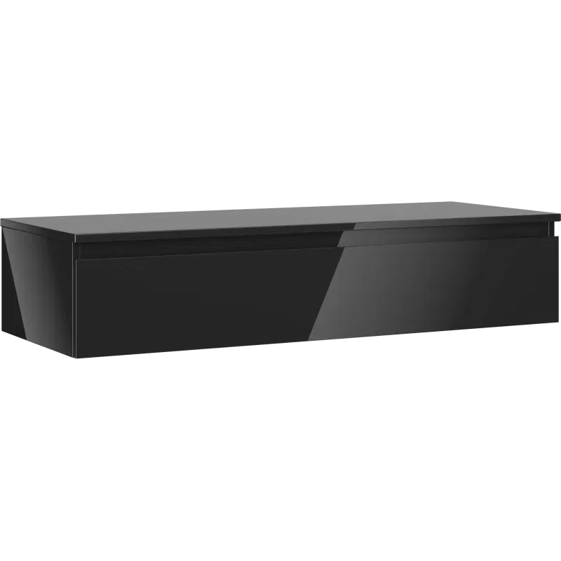 Mexen Orio bathroom cabinet with countertop 120 cm, 1 drawer, black gloss - 91A10-12023-1-BFC70