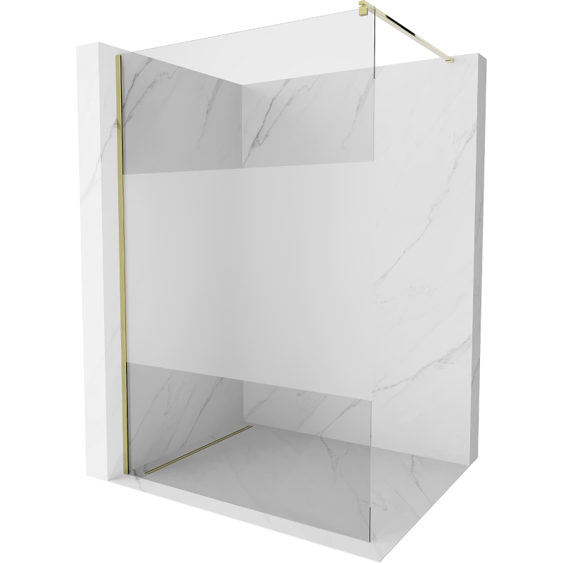 Mexen Kioto Walk-in Shower Wall 80 x 200 cm, transparent/frosted 8 mm, gold - 800-080-101-50-35