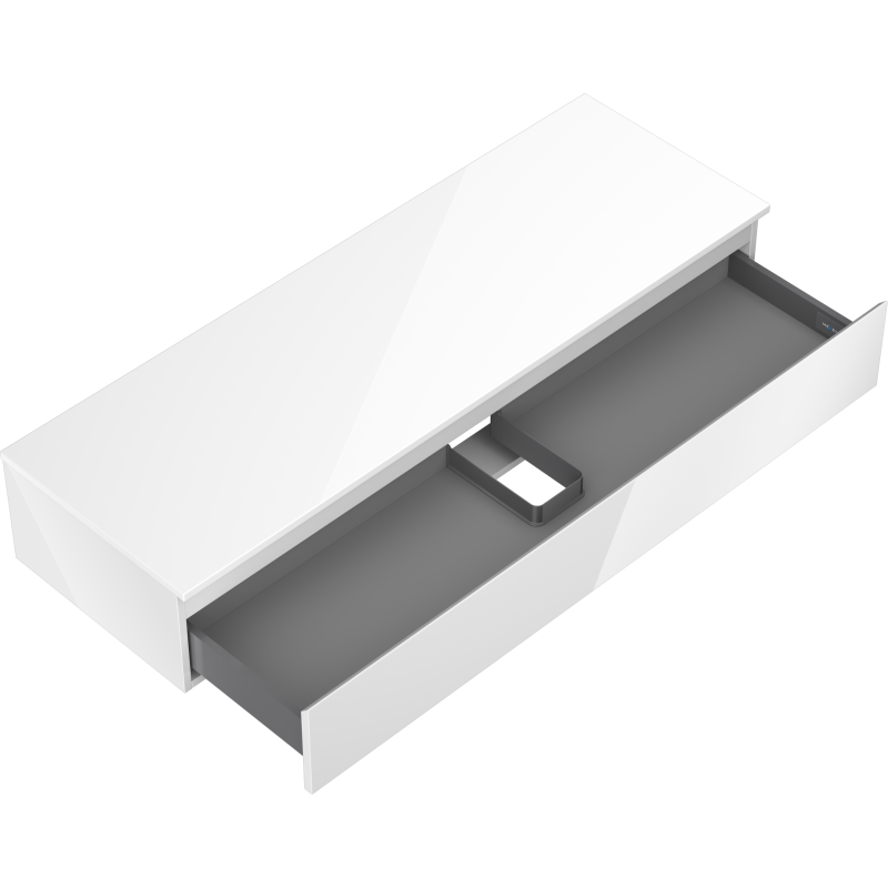 Mexen Orio bathroom cabinet for washbasin 140 cm with countertop, 1 drawer, white gloss - 91A10-14023-1-BFC00