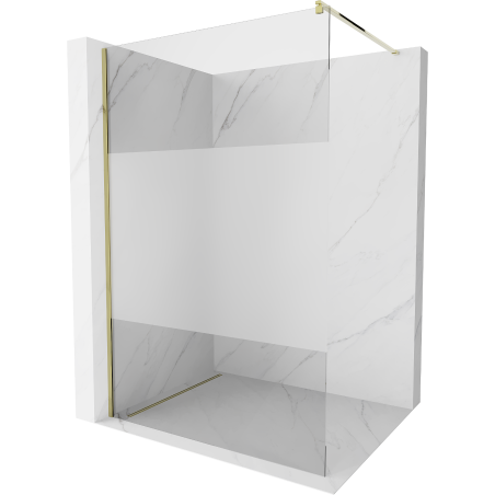 Mexen Kioto Walk-in Shower Wall 110 x 200 cm, Transparent/Frosted 8 mm, Gold - 800-110-101-50-35