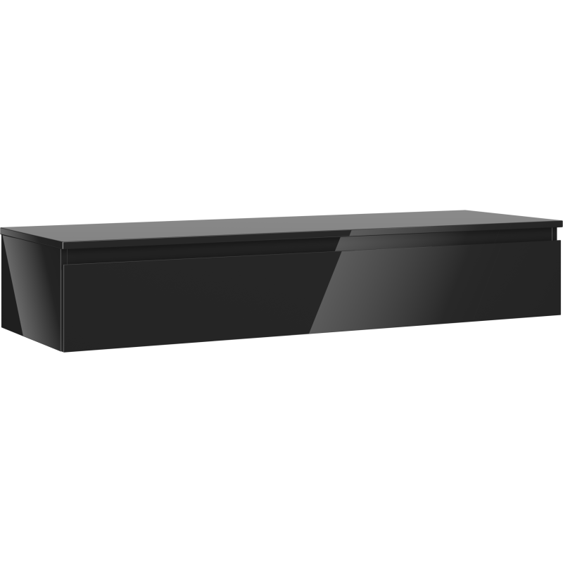 Mexen Orio bathroom cabinet for under sink 140 cm with countertop, 1 drawer, black gloss - 91A10-14023-1-BFC70