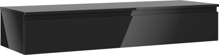 Mexen Orio bathroom cabinet for under sink 140 cm with countertop, 1 drawer, black gloss - 91A10-14023-1-BFC70
