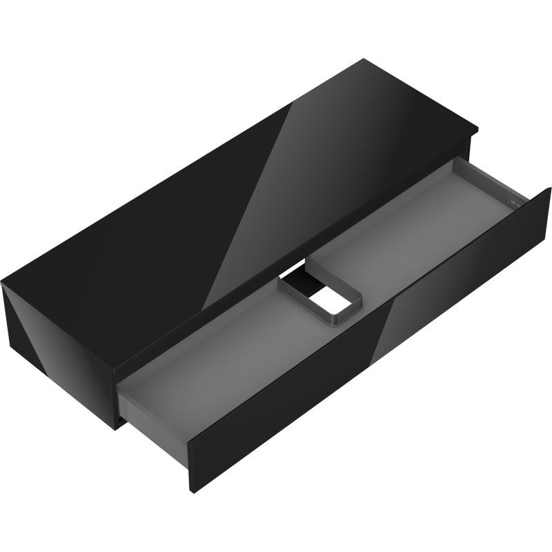 Mexen Orio bathroom cabinet 140 cm with countertop, 1 drawer, black gloss - 91A10-14023-1-BFC70