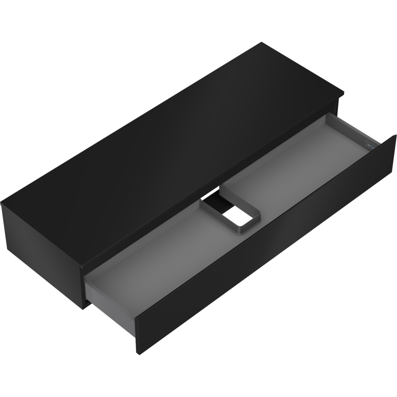 Mexen Orio 140 cm Bathroom Cabinet with Countertop, 1 Drawer, Matte Black - 91A10-14023-1-BFC71