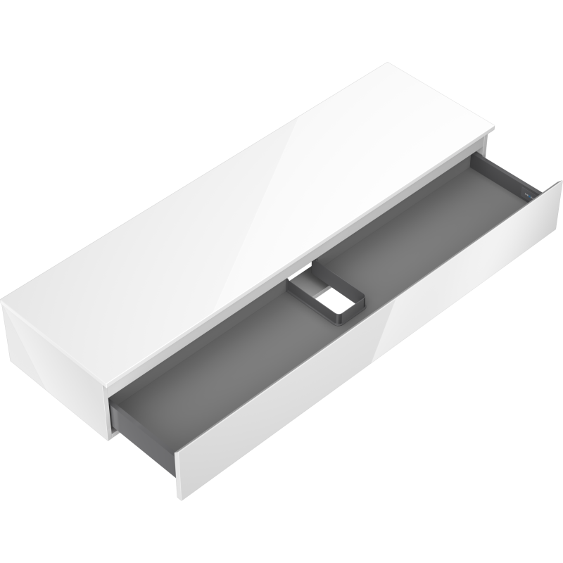 Mexen Orio bathroom cabinet vanity unit 160 cm with countertop, 1 drawer, white gloss - 91A10-16023-1-BFC00