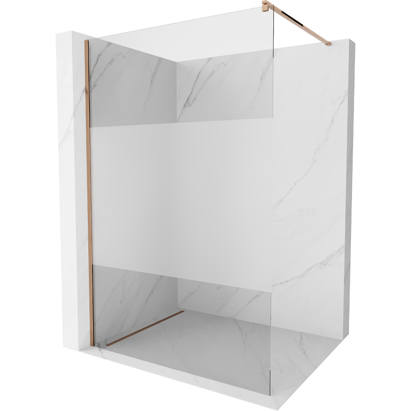 Mexen Kioto Walk-in Shower Wall 110 x 200 cm, Transparent/Frosted 8 mm, Rose Gold - 800-110-101-60-35
