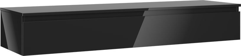 Mexen Orio 160 cm Bathroom Cabinet with Countertop, 1 Drawer, Black Gloss - 91A10-16023-1-BFC70