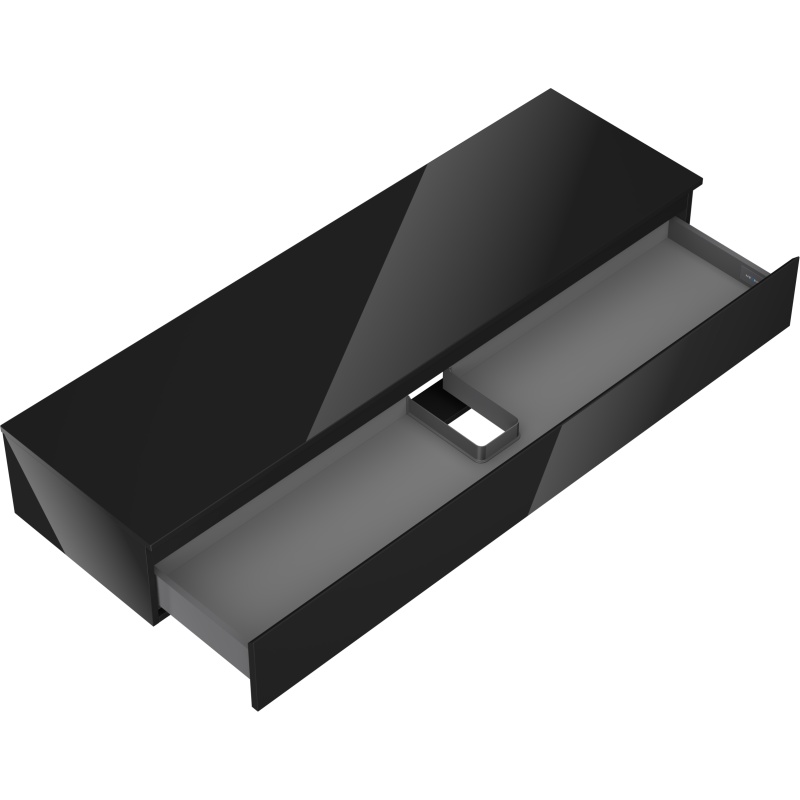 Mexen Orio bathroom cabinet under washbasin 160 cm with countertop, 1 drawer, black gloss - 91A10-16023-1-BFC70