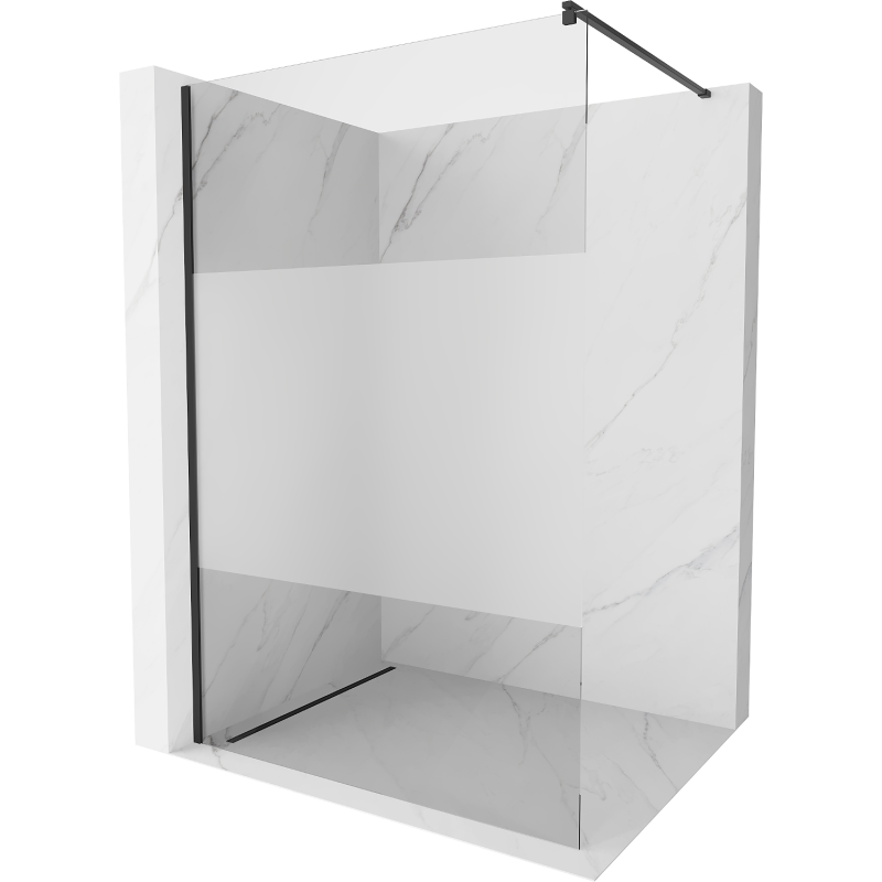 Mexen Kioto Walk-in Shower Screen 70 x 200 cm, Transparent/Frosted 8 mm, Black - 800-070-101-70-35
