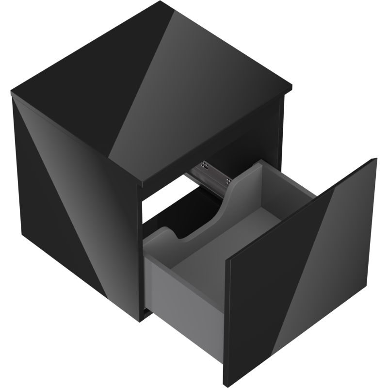 Mexen Orio bathroom under-sink cabinet 50 cm with countertop, 1 drawer, black gloss - 91A10-05047-1-BFC70