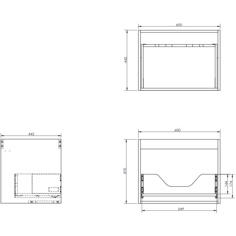 Mexen Orio Bathroom Cabinet for Sink 60 cm with Countertop, 1 Drawer, Matte White - 91A10-06047-1-BFC01
