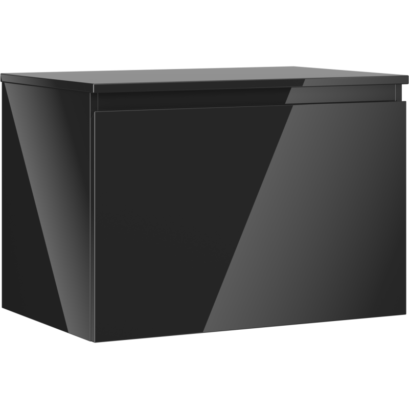 Mexen Orio bathroom cabinet under sink 70 cm with countertop, 1 drawer, black gloss - 91A10-07047-1-BFC70
