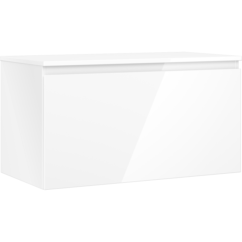 Mexen Orio 90 cm Bathroom Cabinet with Countertop, 1 Drawer, High Gloss White - 91A10-09047-1-BFC00