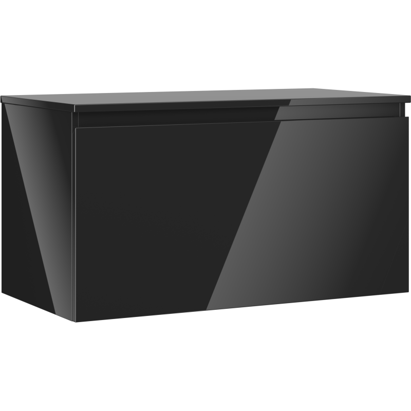 Mexen Orio bathroom cabinet under sink 90 cm with countertop, 1 drawer, black gloss - 91A10-09047-1-BFC70