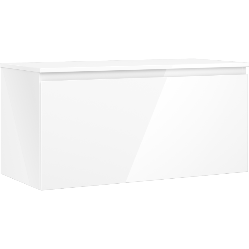 Mexen Orio bathroom cabinet 100 cm with countertop, 1 drawer, white gloss - 91A10-10047-1-BFC00