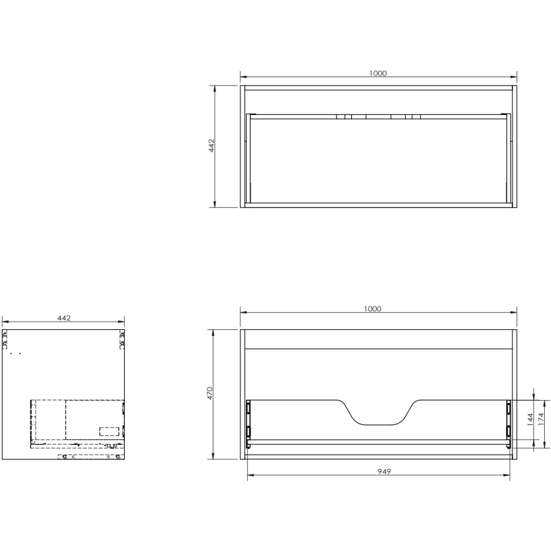 Mexen Orio bathroom cabinet for washbasin 100 cm with countertop, 1 drawer, white matte - 91A10-10047-1-BFC01